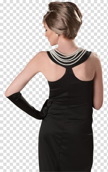 Black Givenchy dress of Audrey Hepburn Holly Golightly Tiffany & Co. Costume Breakfast At Tiffany's, identity cards can not open jokes transparent background PNG clipart