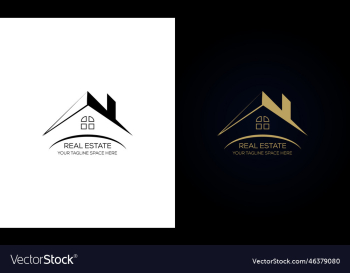 black gold real estate logo construction design