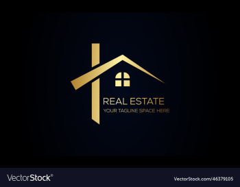 black gold real estate logo construction design