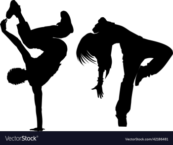 black graphic silhouettes of a dancing guy and a black graphic silhouettes of a dancing guy and a