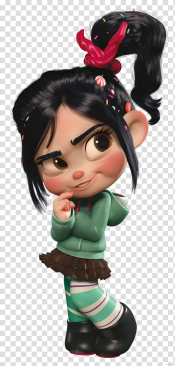 Black haired girl animated illustration, Vanellope von Schweetz Animation Film Character, wreck it ralph transparent background PNG clipart