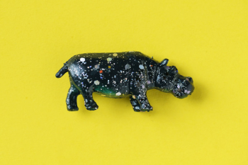 Black Hippo Figurine on Yellow Surface Black Hippo Figurine on Yellow Surface