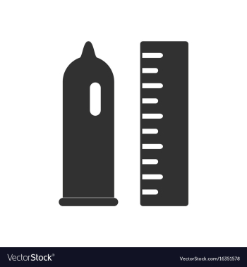 Black icon on white background condom and ruler vector image