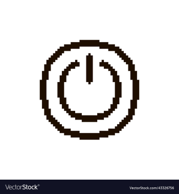 black icon power on button in round frame black icon power on button in round frame