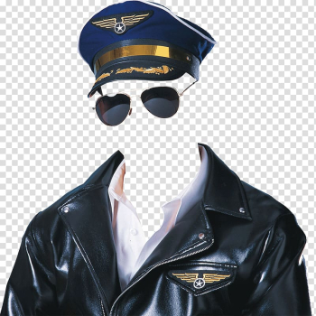 Black leather jacket, Flight Airplane 0506147919 Pilot in command Costume, pilot transparent background PNG clipart
