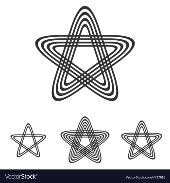 Black line pentagram logo design set vector image Black line pentagram logo design set vector image
