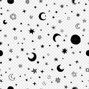 black moon, star, and crescent moon illustration, Hand-painted stars, watercolor Painting, white, stars png