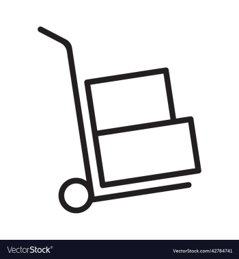 black moving hand truck line art icon