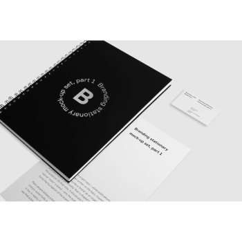 Black note book with business card mock up Black note book with business card mock up