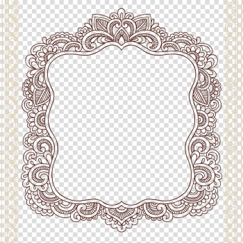 Black ornate frame border, Mehndi Tattoo Paisley Illustration, Chinese style ham pattern shading pattern material transparent background PNG clipart