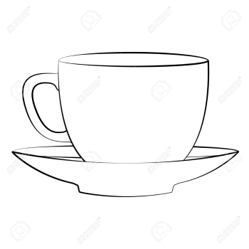 Black Outline Vector Coffee Cup On White Background. Royalty Free ...