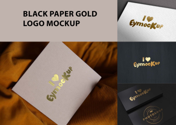 Black Paper Gold Logo Mockup