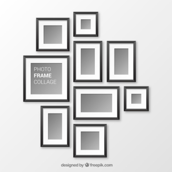 Black photo frame collage with realistic design