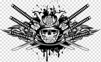 Black pirate logo, Samurai Katana , Skull Warrior transparent background PNG clipart Black pirate logo, Samurai Katana , Skull Warrior transparent background PNG clipart