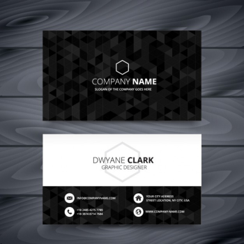 Black polygonal business card Free Vector