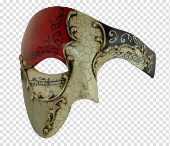 Black, red, and white half mask , The Phantom of the Opera Mask Masquerade ball Costume Ghost, mask transparent background PNG clipart