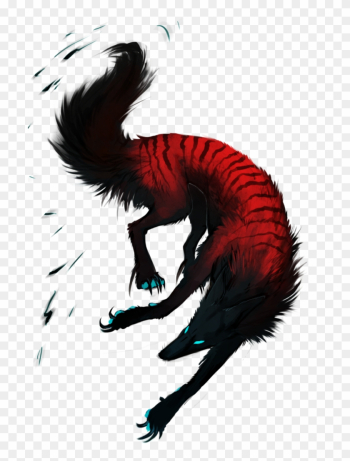 Black Red Wolf Blue Eyes Transparent - Black And Red Wolf Art