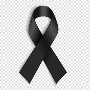 Black ribbon, Black ribbon Awareness ribbon Mourning White ribbon, mourning transparent background PNG clipart