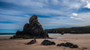 Black Rock Formation on Seashore Black Rock Formation on Seashore