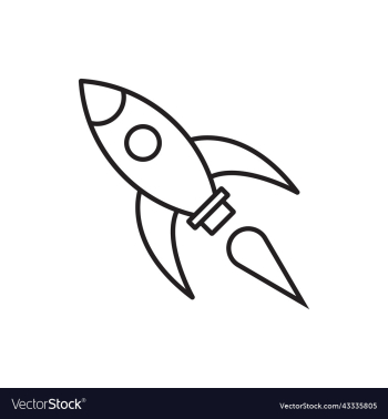 black rocket line art icon