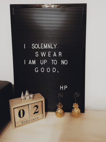 Black Signage on Tabletop Black Signage on Tabletop
