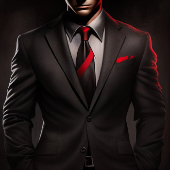 Black Suit Mens With A Red Tie - A.I generated