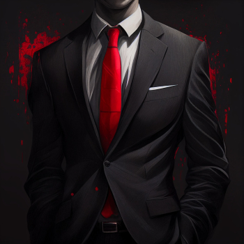 Black Suit Mens With A Red Tie - A.I generated