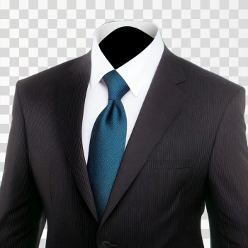 Black Suit Mens With Blue Tie, PNG format, transparent