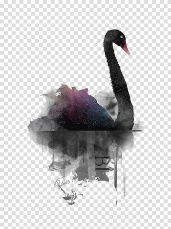 Black swan Painting, Simple Black Watercolor Swan transparent background PNG clipart