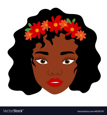 black woman head with wreath flowers