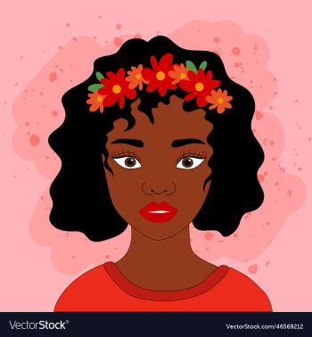 black woman with flowers on her head