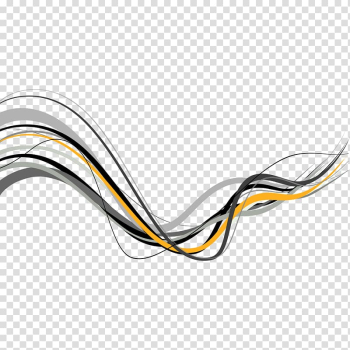 Black, yellow, and gray wave illustration, Line Euclidean Curve, Dynamic lines transparent background PNG clipart