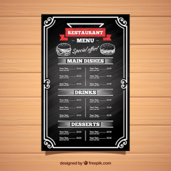 Blackboard style restaurant menu template Blackboard style restaurant menu template