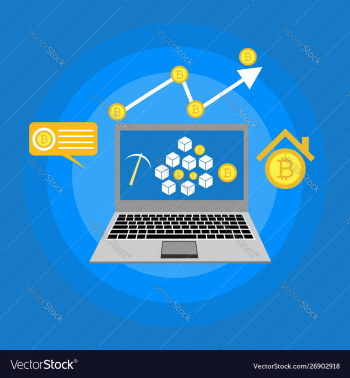 Blockchain scheme mining crypto currency server vector image