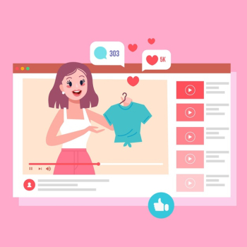 Blogger reviewing clothes Free Vector Blogger reviewing clothes Free Vector