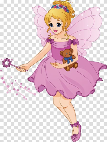 Blonde hair female fairy illustration, Fairy Cartoon Wand Illustration, Beautiful flower fairy transparent background PNG clipart