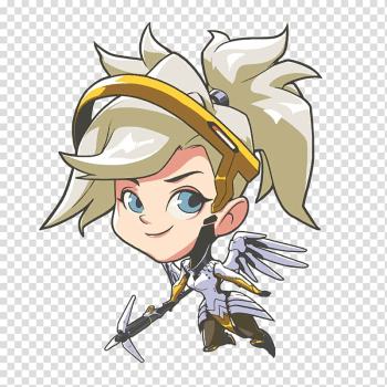 Blonde-haired female anime character holding bow, Characters of Overwatch Mei Mercy D.Va, overwatch transparent background PNG clipart