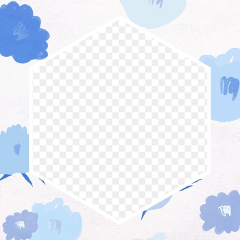 Blooming flower hexagonal frame png botanical illustration