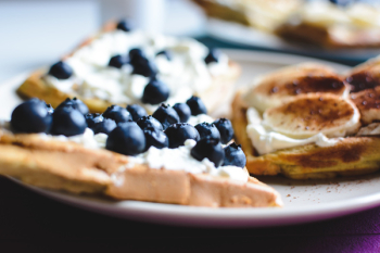 Bluberries waffle close up Bluberries waffle close up