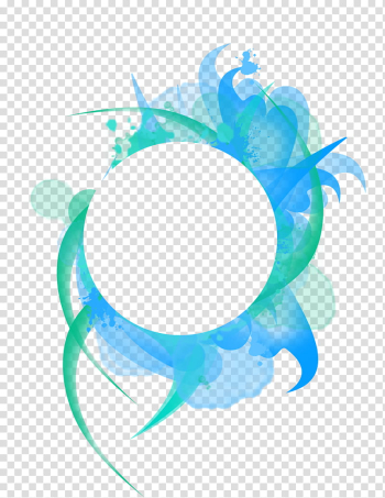 Blue abstract frame , blue and green abstract illustration transparent background PNG clipart