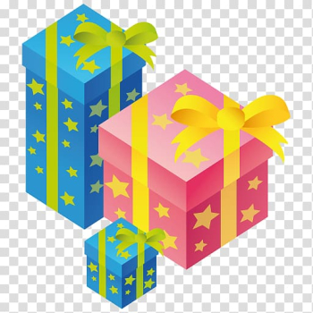 Blue and pink gift box illustration, box gift yellow, Gifts transparent background PNG clipart