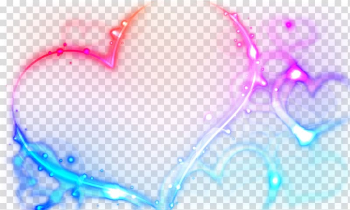 Blue and pink heart illustration, Hair color gradient light Heart Border transparent background PNG clipart