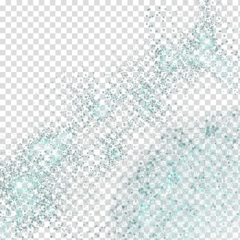 Blue and white abstract illustration, Green Turquoise Pattern, Molecular structure floating dot line material transparent background PNG clipart