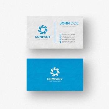Blue and white business card Blue and white business card