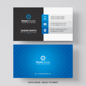 Blue and white business card Free Psd