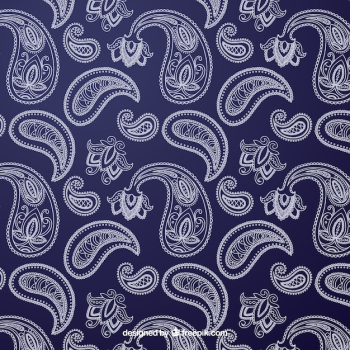 Blue and white pattern with ornamental shapes