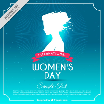 Blue background with woman silhouette