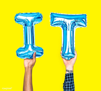 Blue balloon letters forming the word IT | Free stock photo - 459840 Blue balloon letters forming the word IT | Free stock photo - 459840