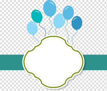 Blue balloons digital illustration, retro color characteristic signs border transparent background PNG clipart