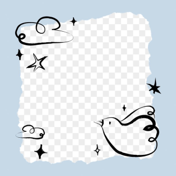 Blue bird png doodle frame, | Free PNG - rawpixel